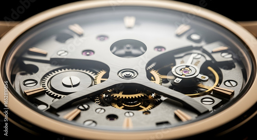 Wallpaper Mural Intricate mechanical movement of a skeleton wristwatch with exposed gears cogs and a visible balance wheel. Torontodigital.ca