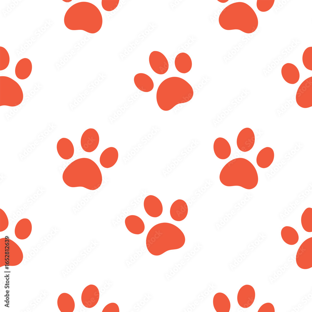 Fototapeta premium cat paw print seamless pattern white background (1).eps