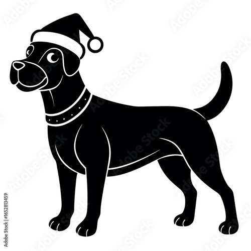christmas dog with santa hat  holiday theme  white (1).eps