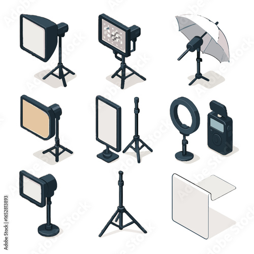 Icon panel lighting barn doors umbrella vector light icons board meter gear