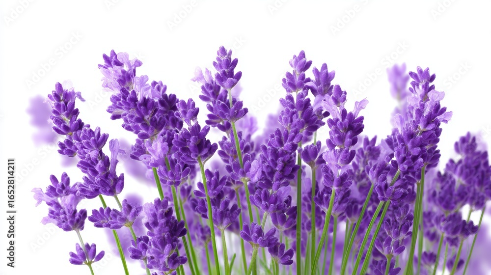 Fototapeta premium Beautiful lavender flowers in full bloom. Their vibrant purple color creates a calming atmosphere. Perfect for decor or relaxation purposes. A symbol of tranquility and elegance. AI.