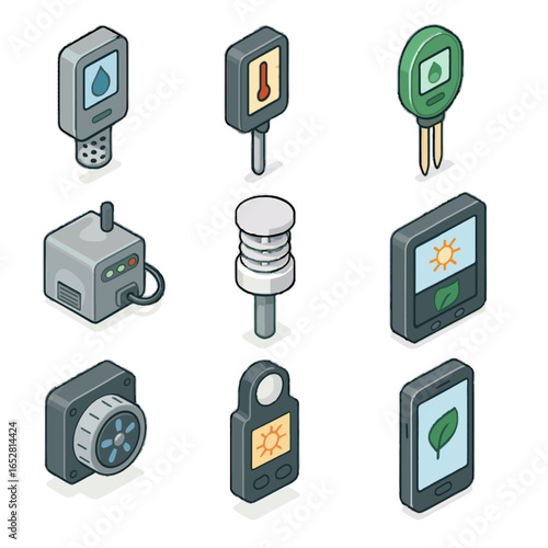 Icons speed vector soil humidity icon monitoring temperature unit gauge digital greenhouse