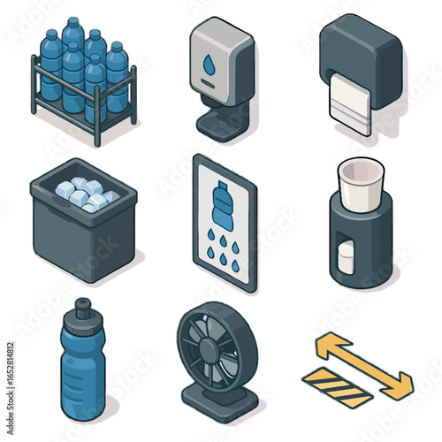 Hydration gym vector markings icons cup holder icon bottle bin ice floor