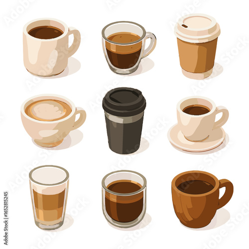 Tumbler coffee glass espresso vector icons icon ceramic paper demitasse wooden cup