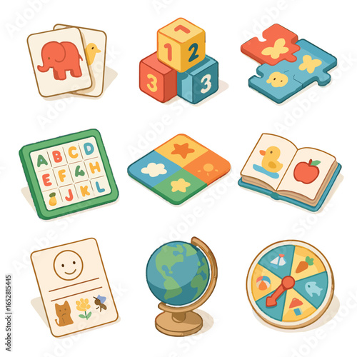 Picture child soft globe board toy icon friendly language number vector spinner