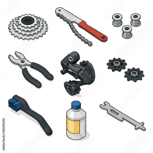 Jockey cassette icon wheels vector bottle repair icons cleaning pliers link tool