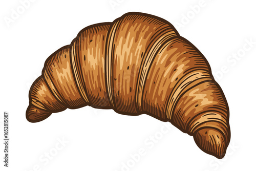 A delicious golden-brown croissant with flaky layers and a rich buttery aroma, perfect for breakfast or a delightful snack.