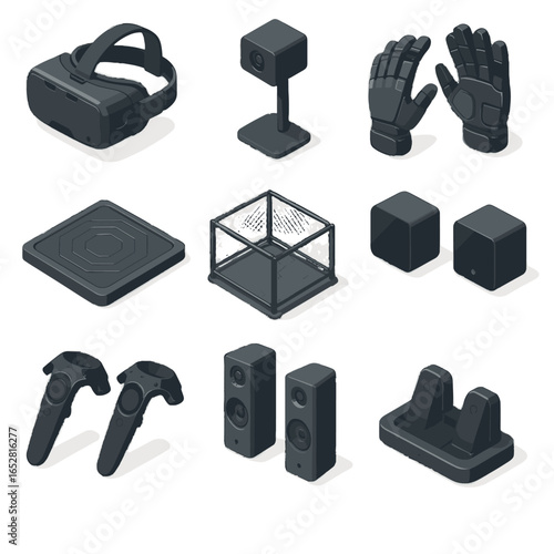 Goggles icon dock immersive gaming vr mat vector motion charging sensors control