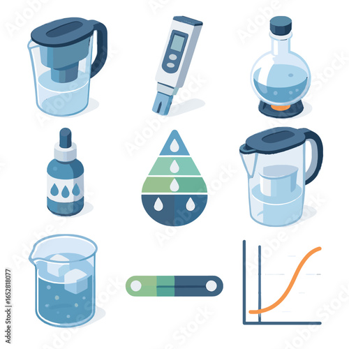 Boiling pitcher bottle curve vector meter purification quality icon scale tea water