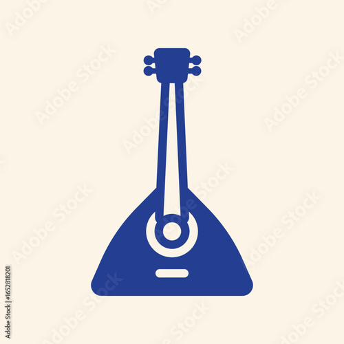 Vibrant blue balalaika icon on a light background, perfect for cultural and musical themes