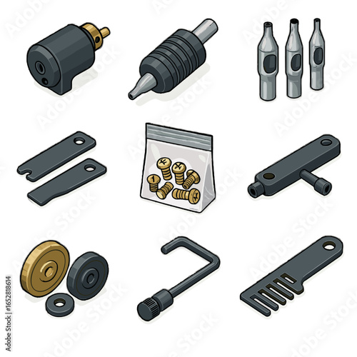 Contact springs tuning grip tattoo machine icon wheels armature vector motor