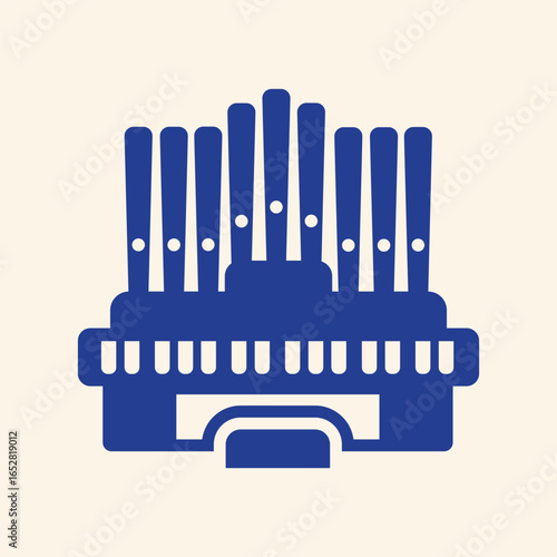 Majestic blue pipe organ symbol for music, concert, and church events