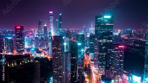 Wallpaper Mural Aerial View of Dazzling Cityscape at Night Torontodigital.ca