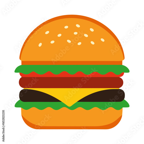 Vector art illustration of a fast food cheeseburger
