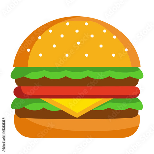 Vector art illustration of a fast food cheeseburger