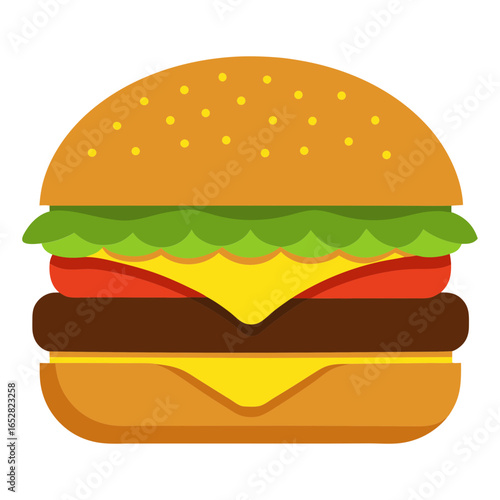 Vector art illustration of a fast food cheeseburger