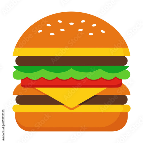 Vector art illustration of a fast food cheeseburger
