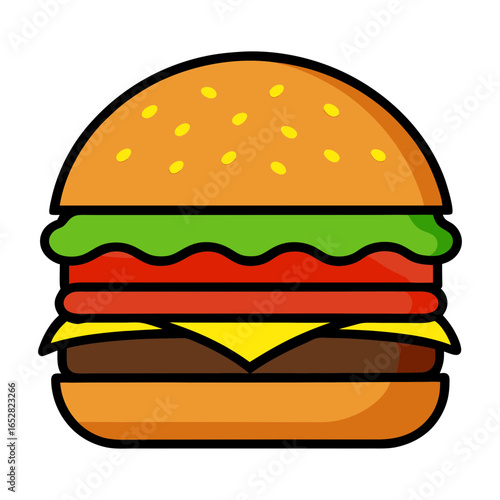Vector art illustration of a fast food cheeseburger