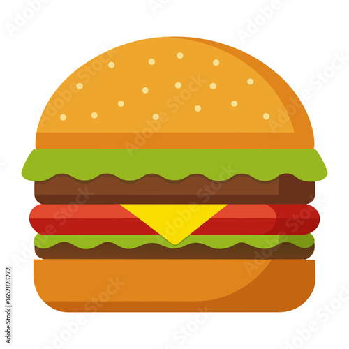 Vector art illustration of a fast food cheeseburger