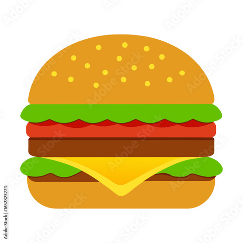 Vector art illustration of a fast food cheeseburger