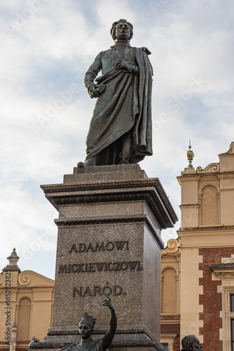 Adam Mickiewicz Monument in Krakow's Main Square