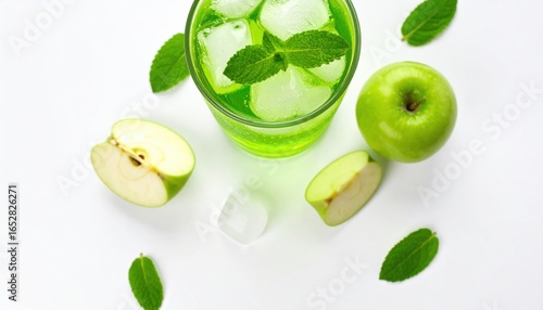Wallpaper Mural Refreshing Glass of Green Apple Juice Infused with Fresh Mint Leaves for a Vibrant and Healthy Drink Torontodigital.ca