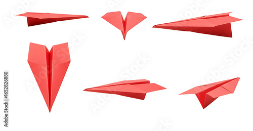 Free Download set of Red Paper planes, isolated on transparent cutout background, cut out, png - GFXLoad