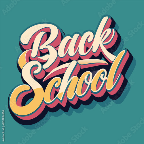 Vintage Back to School Script Text retro typography