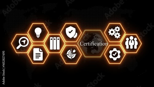 Quality certification Compliance Standardization iso standardisation certification business technology concept.ISO 9001: Quality Management Systems ISO 27001: Information Security Management.