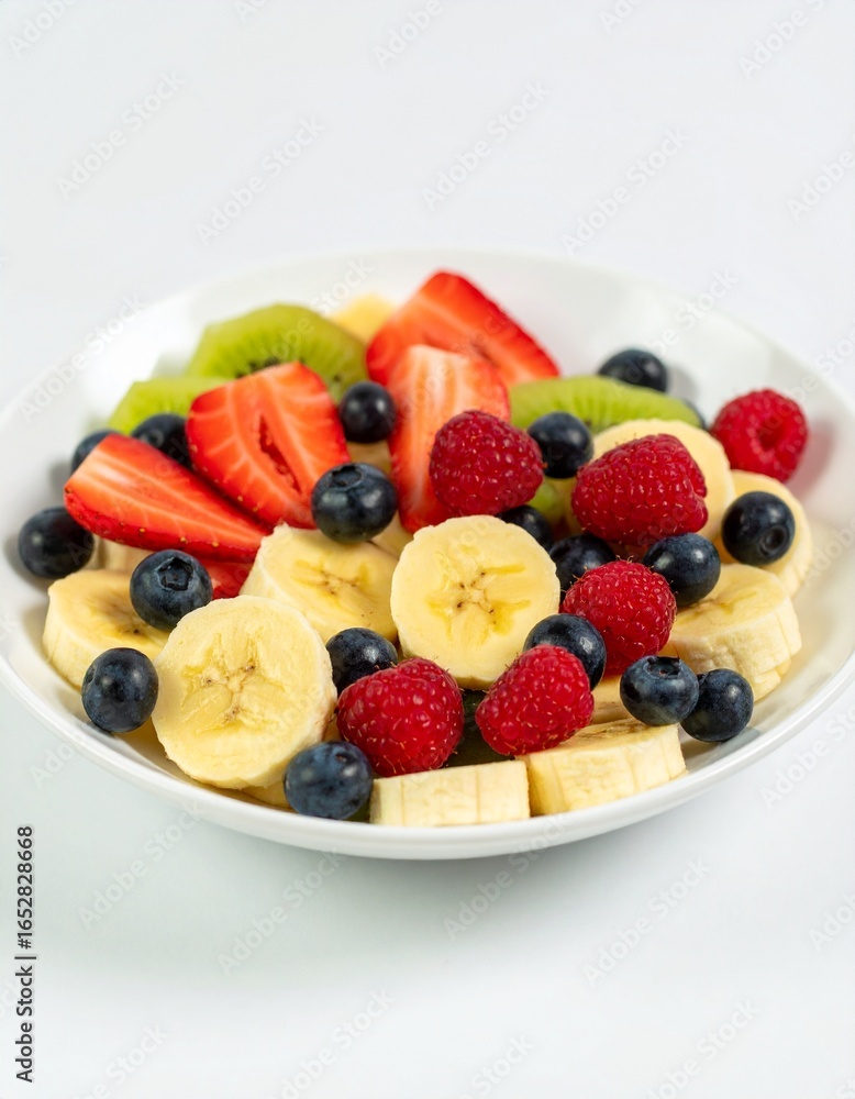Colorful fruit salad in a white bowl (1) Colorful fruit salad in a white bowl (1)