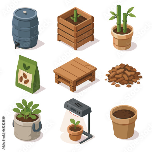 Seed icon mulch urban pot grow biodegradable vector eco garden upcycled led