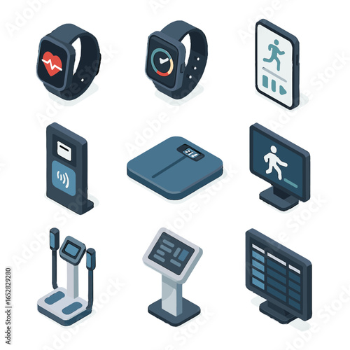 Screen icon rate board analyzer digital smart tracker icons vector body fitness