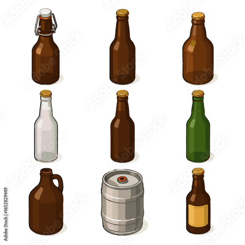 Beer vector mini neck green jug icon labeled icons brown growler bottle