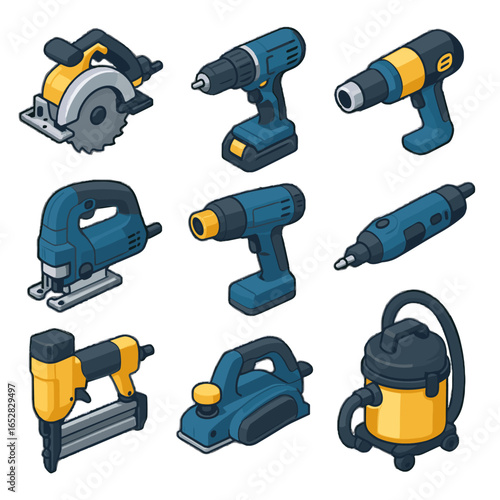 Grinder icon cordless planer rotary circular vacuum tools saw isometric power heat