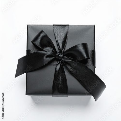 Black gift box with satin ribbon