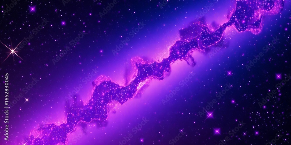 Fototapeta premium Vibrant purple stars scattered across a cosmic galaxy backdrop, anime-style , deep space, bright