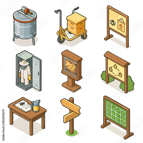 Shared garden board vector public beekeeping extractor locker tools community signpost hive