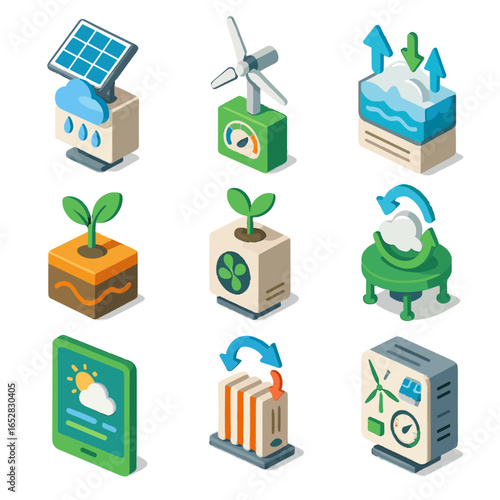 Icon kinetic balancer interface vector tools weather eco rain forecast clean renewable