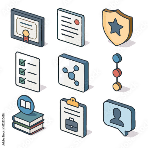 Project portfolio report student grade icon timeline vector certificate mentor icons skills
