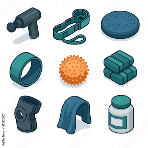 Massage wheel salt stretching gear icons icon knee epsom recovery strap ball