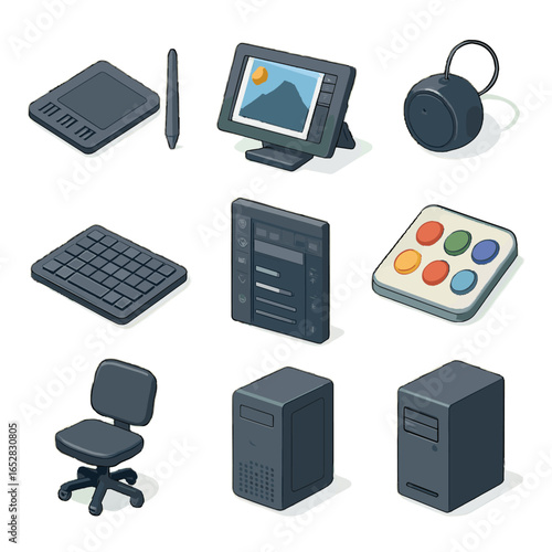 Color vector tool digital graphic stylus tablet puck icon calibration keyboard monitor