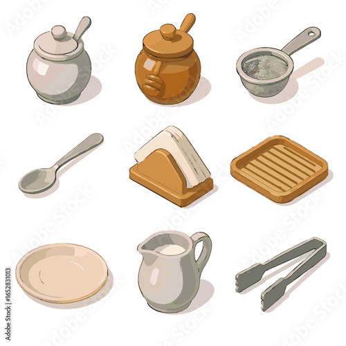 Spoon vector honey dessert plate icons icon accessory tea tray pot holder