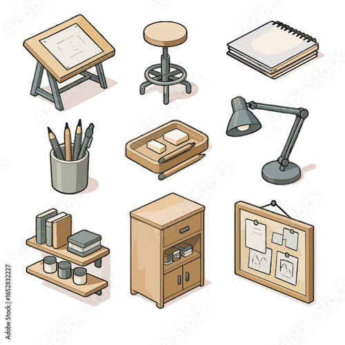 Tray sketchpad vector art angle table icon shelf sketching reference pencil icons