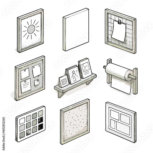 Icon shelf layout board sample color paper grid palette studio art icons