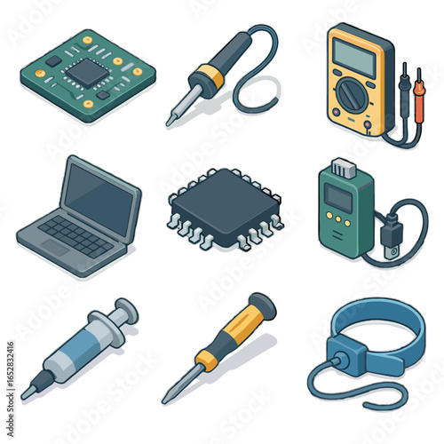 Icon strap digital toolkit tester board wrist repair vector precision cable tube