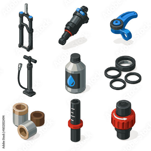 Kit oil air vector icons suspension icon bushings sag bike dial indicator
