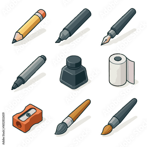 Sharpener art tool icons towel blending brush vector paper pencil icon marker