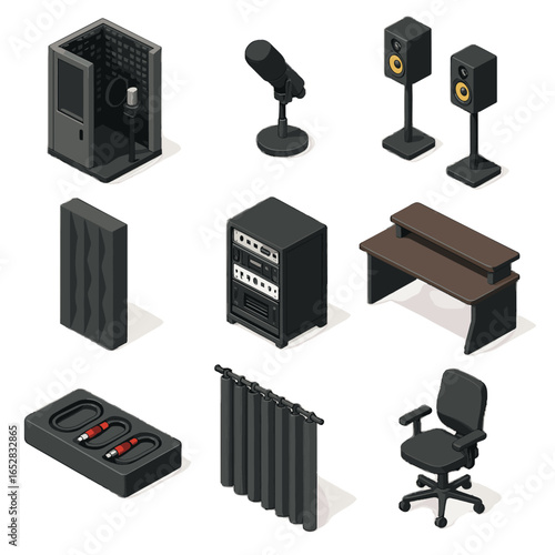 Adjustable soundproof vector studio unit icon audio icons cable recording home panel