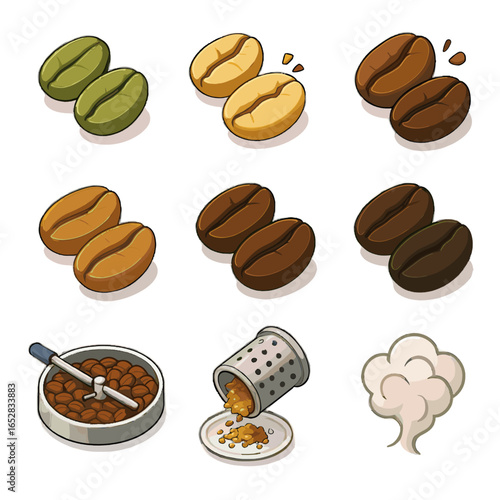 Green coffee beans vector crack color medium first icon cloud roasting icons