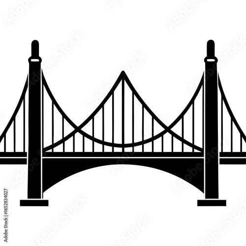 Golden gate bridge silhouette, vector illustration